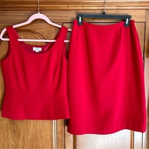Tahari Arthur S. Levine ASL Red 2 Piece Sleeveless Shirt Pencil Skirt Set sz 6